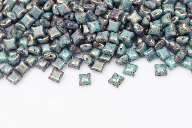 Wibeduo 8×8mm Turquoise Blue Red Terracotta 2-hole Czech Beads