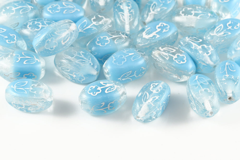 Vase 16×11mm Crystal Aquamarine Mixed With White 1-hole Czech Beads