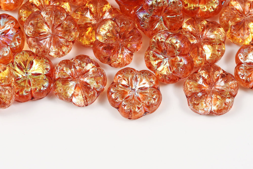 Bombax Flowers 17mm Crystal AB Sun 1-Hole Czech Beads
