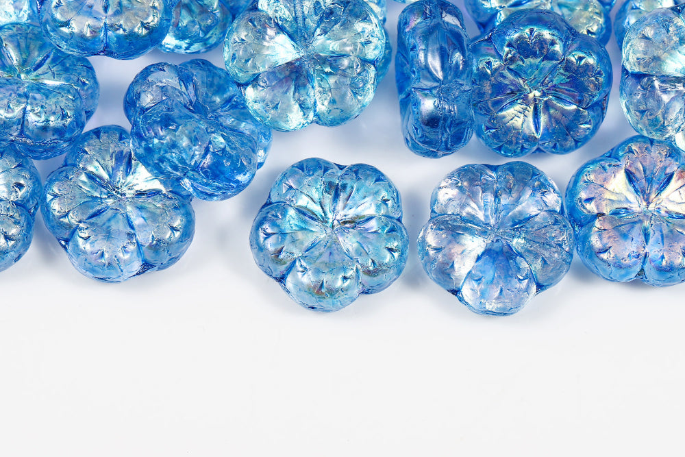 Bombax Flowers 17mm Crystal AB Sapphire 1-Hole Czech Beads