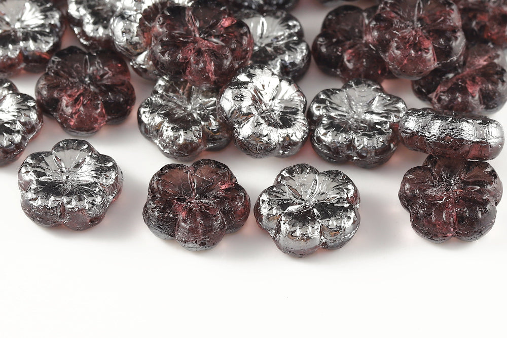 Bombax Flowers 17mm Lt.Amethyst Chrom 1-Hole Czech Beads