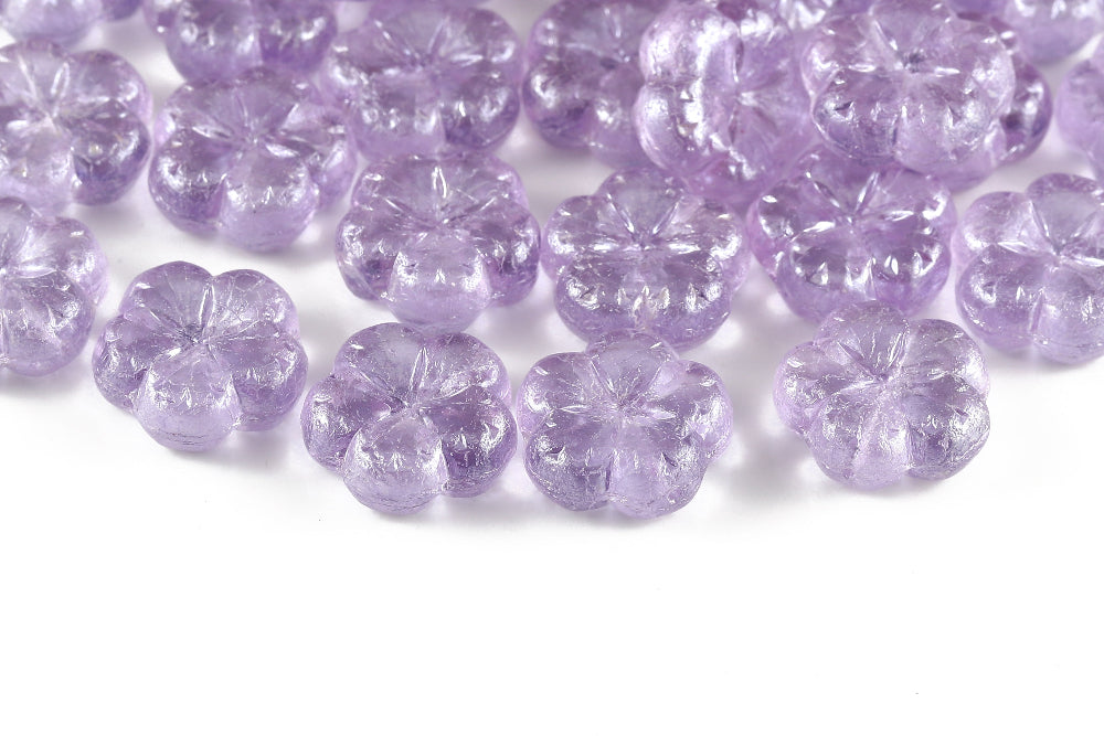 Bombax Flowers 17mm Violet Luster 1-Hole Czech Beads