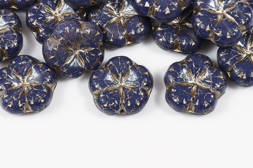 Bombax Flowers 17mm Opal Purple With Rose Gold 1-Hole Czech Beads