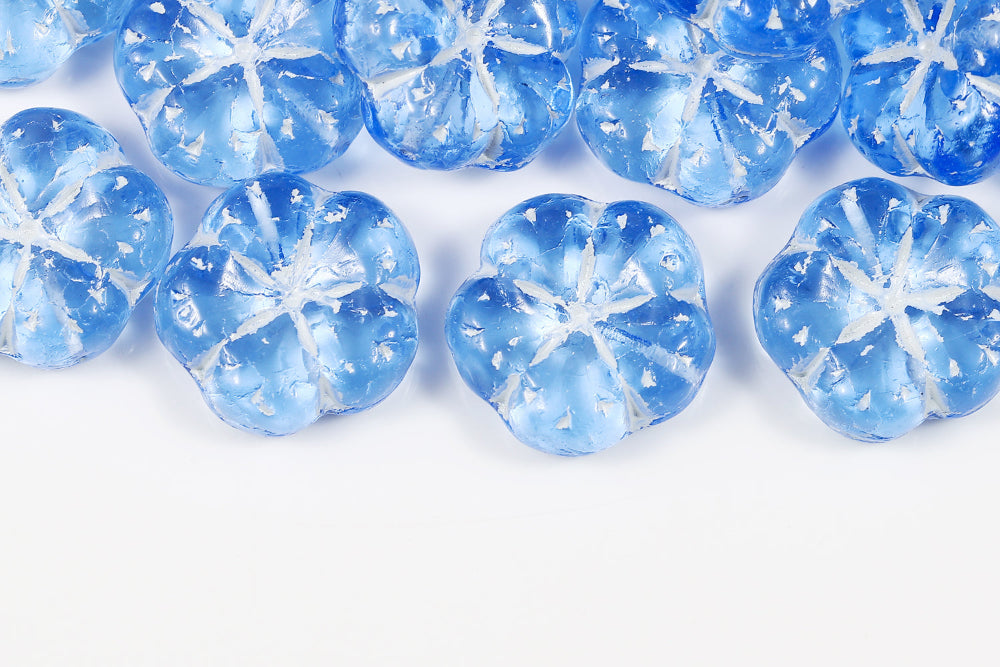 Bombax Flowers 17mm Lt.Amethyst With White 1-Hole Czech Beads