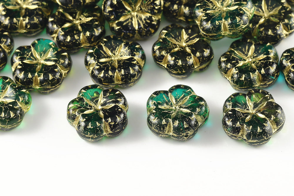Bombax Flowers 17mm Blue Zircon Violet Mixed With Gold 1-Hole Czech Beads