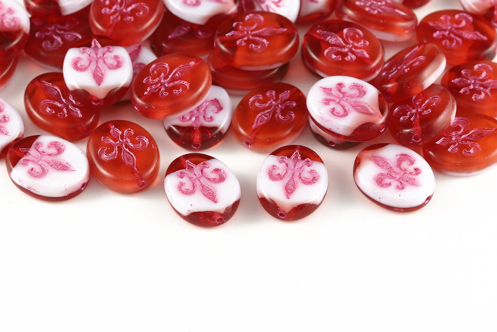 Iris 17×13mm Crystal Red Mixed With Pink 1-hole Czech Beads