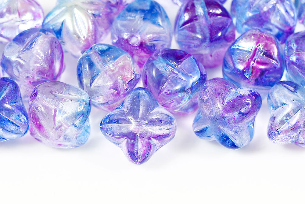 Cloves 8mm Summer Rainbow Dark Blue 1-Hole Czech Beads