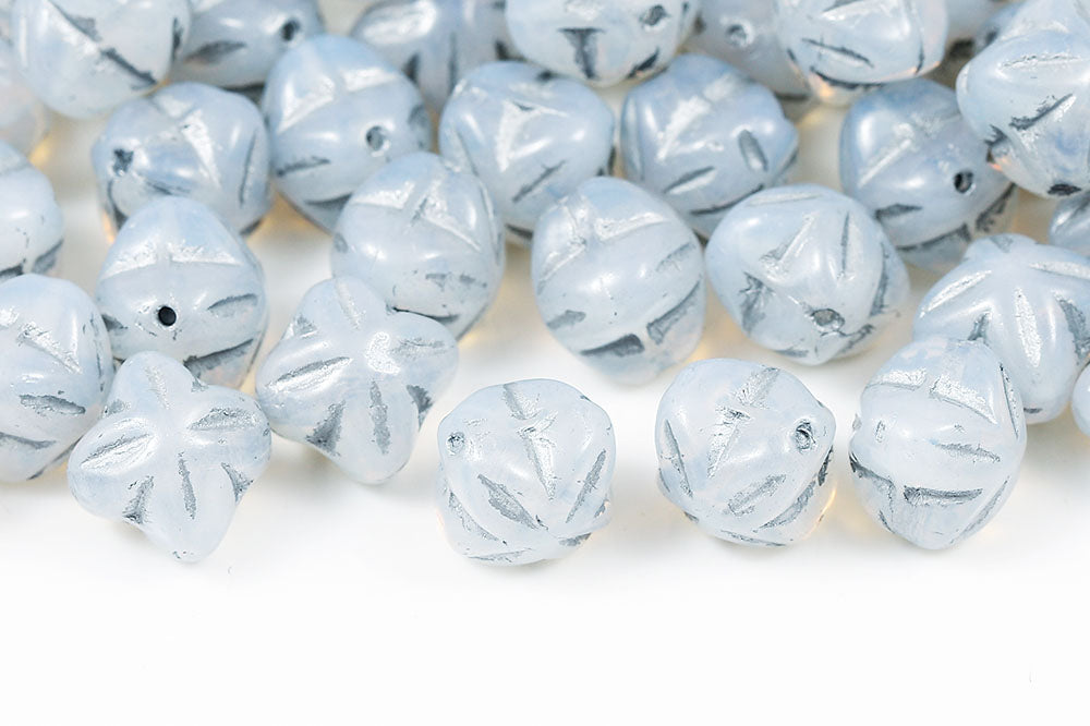 Cloves 8mm Opal White With Silver 1-Hole Czech Beads