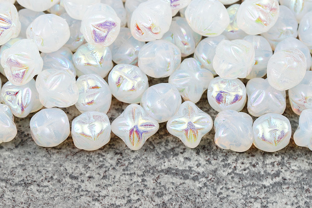 Cloves 8mm Opal White AB Full 1-Hole Czech Beads