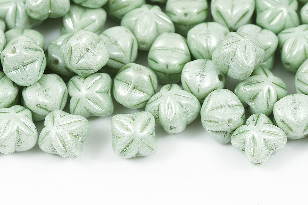 Cloves 8mm Chalk Green Luster 1-Hole Czech Beads