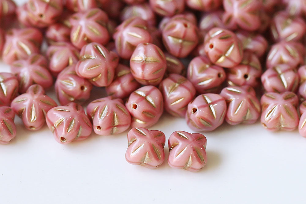 Cloves 8mm Silk Pink With Rose Gold 1-Hole Czech Beads