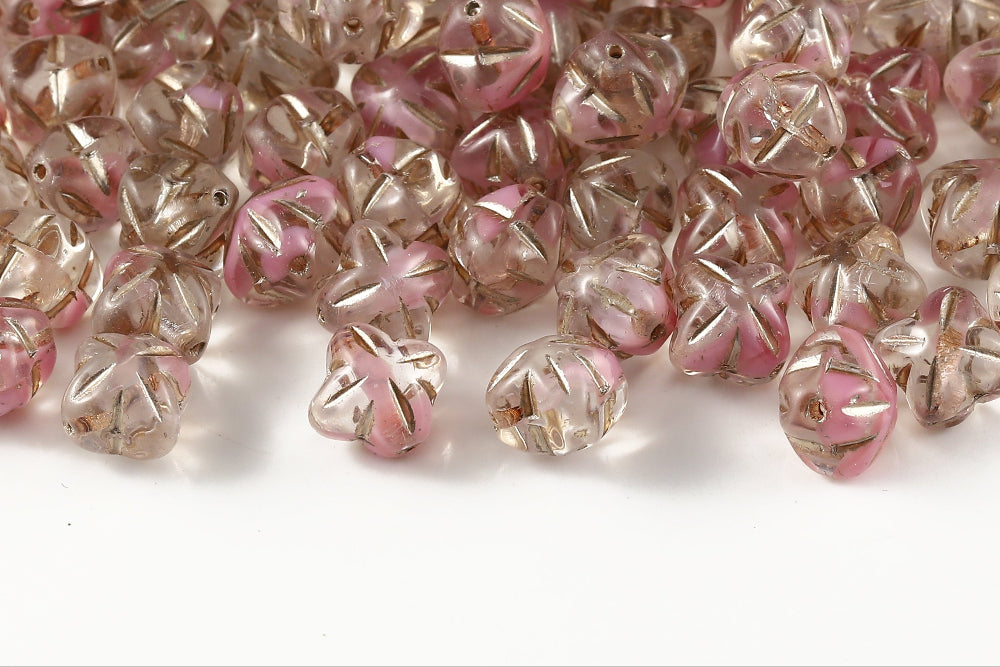Cloves 8mm Crystal Rose Mixed With Rose Gold 1-Hole Czech Beads