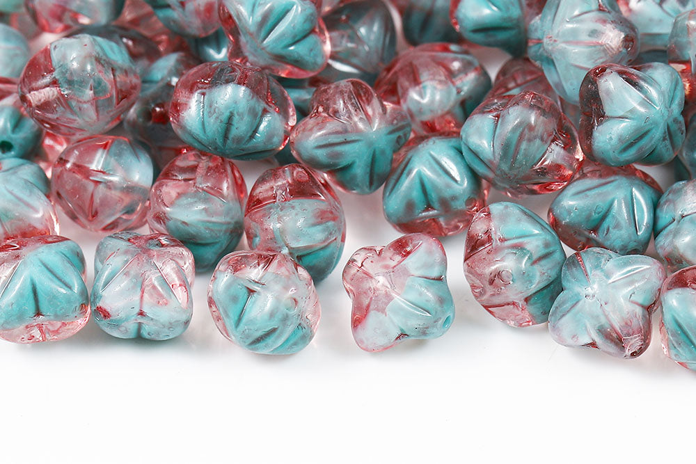 Cloves 8mm Crystal Blue Mixed Pink Finish 1-Hole Czech Beads