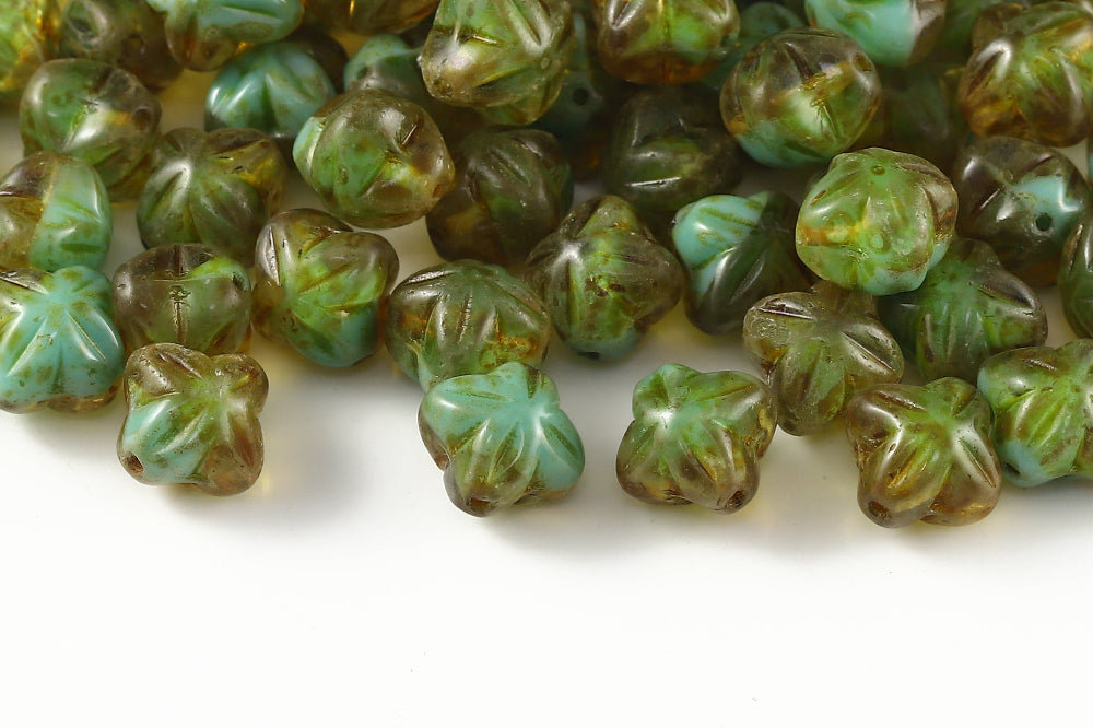 Cloves 8mm Crystal Caribbean Sea Mixed Travertin 1-Hole Czech Beads