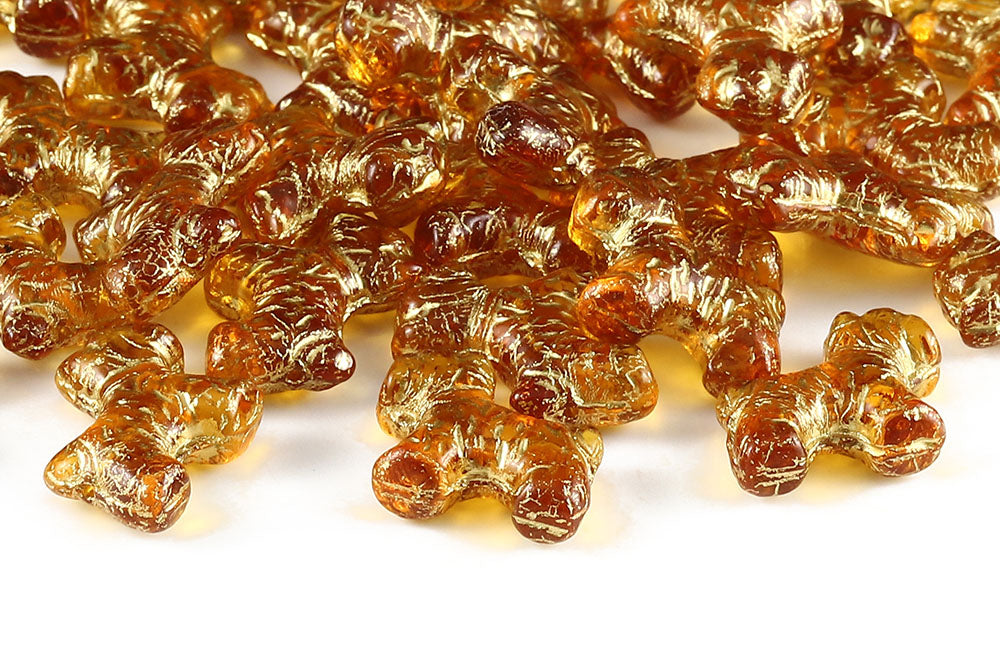 Schnauzer 19×17mm Topaz With Gold 1-Hole Czech Beads