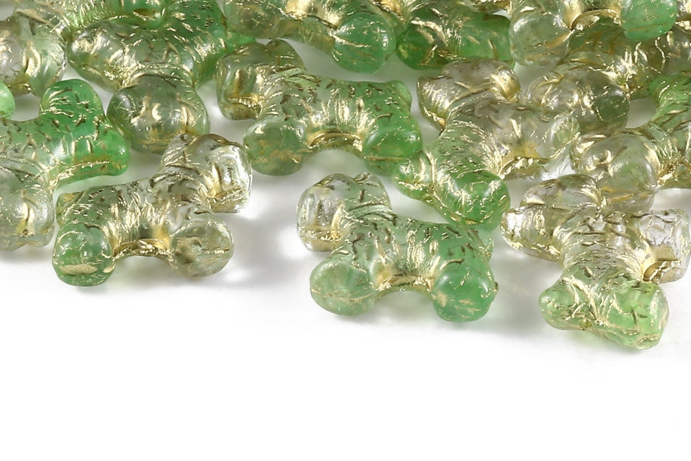 Schnauzer 19×17mm Crystal Mint Mixed With Gold 1-Hole Czech Beads