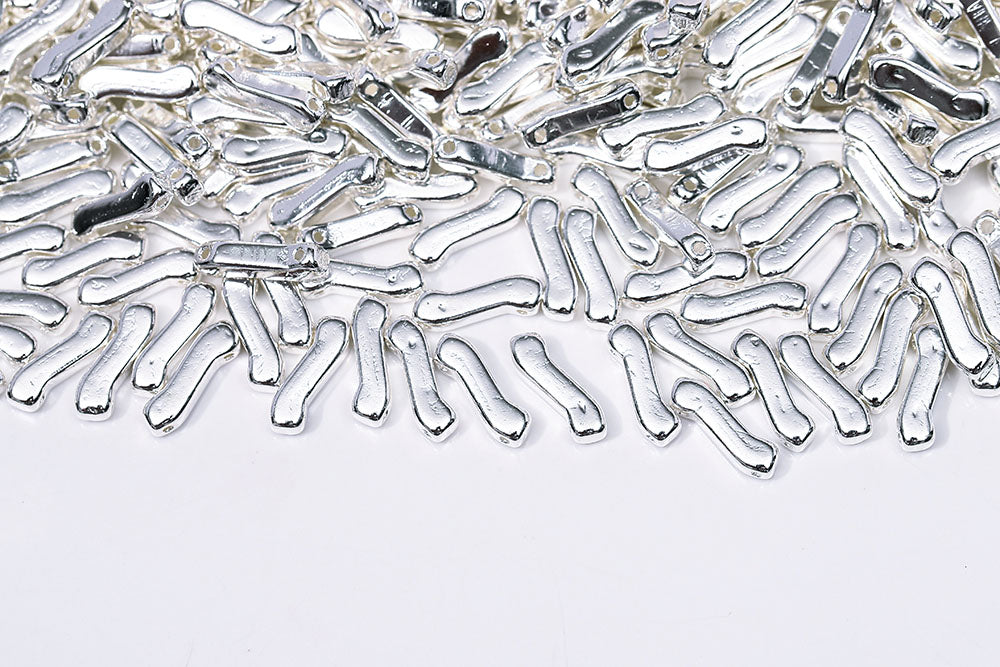 Z Beads 3×10mm Silver Plated 2-Hole Czech Beads