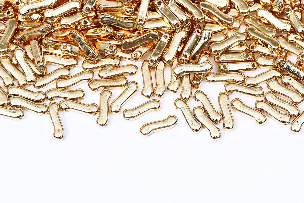 Z Beads 3×10mm Gold Plated 2-Hole Czech Beads