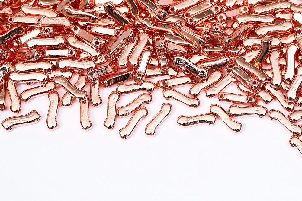 Z Beads 3×10mm Copper Plated 2-Hole Czech Beads