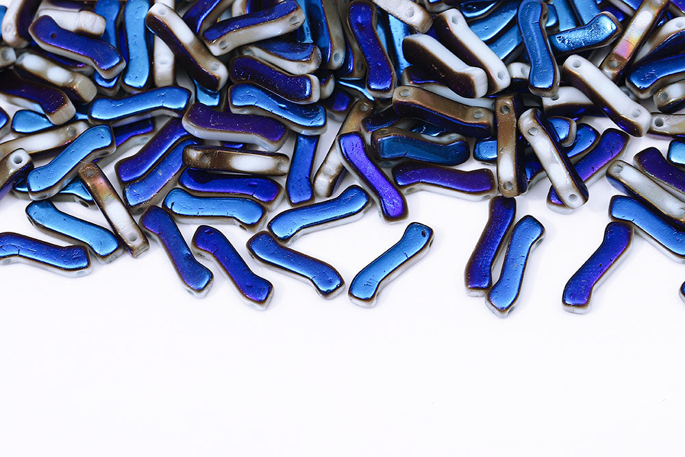 Z Beads 3×10mm Chalk Azuro Full 2-Hole Czech Beads