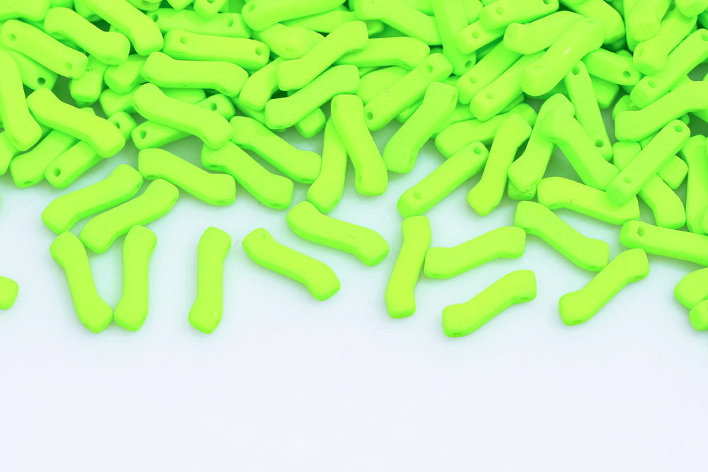 Z Beads 3×10mm Alabaster Lime Neon 2-Hole Czech Beads