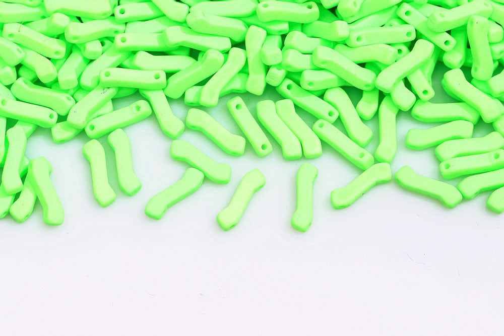 Z Beads 3×10mm Bondeli Grass Green Neon 2-Hole Czech Beads