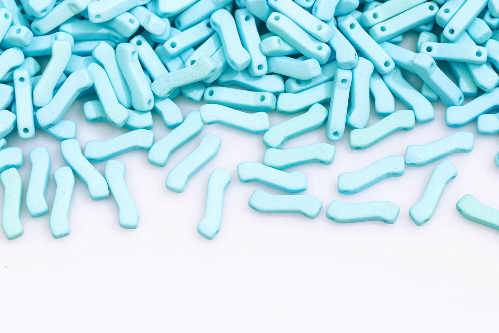 Z Beads 3×10mm Bondeli Aquamarine Neon 2-Hole Czech Beads