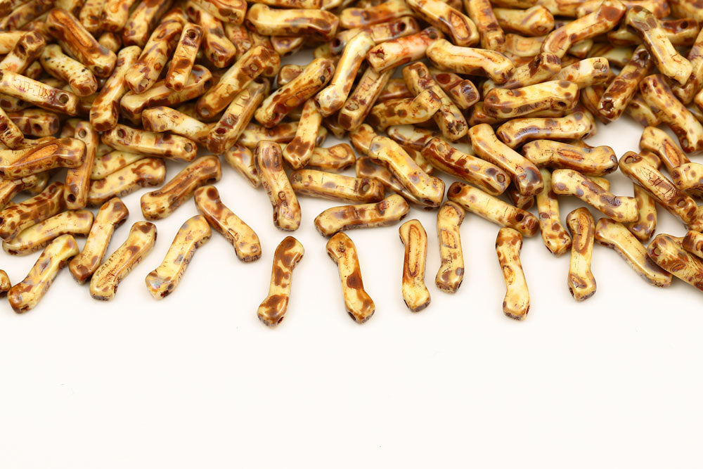 Z Beads 3×10mm Chalk Travertin 2-Hole Czech Beads