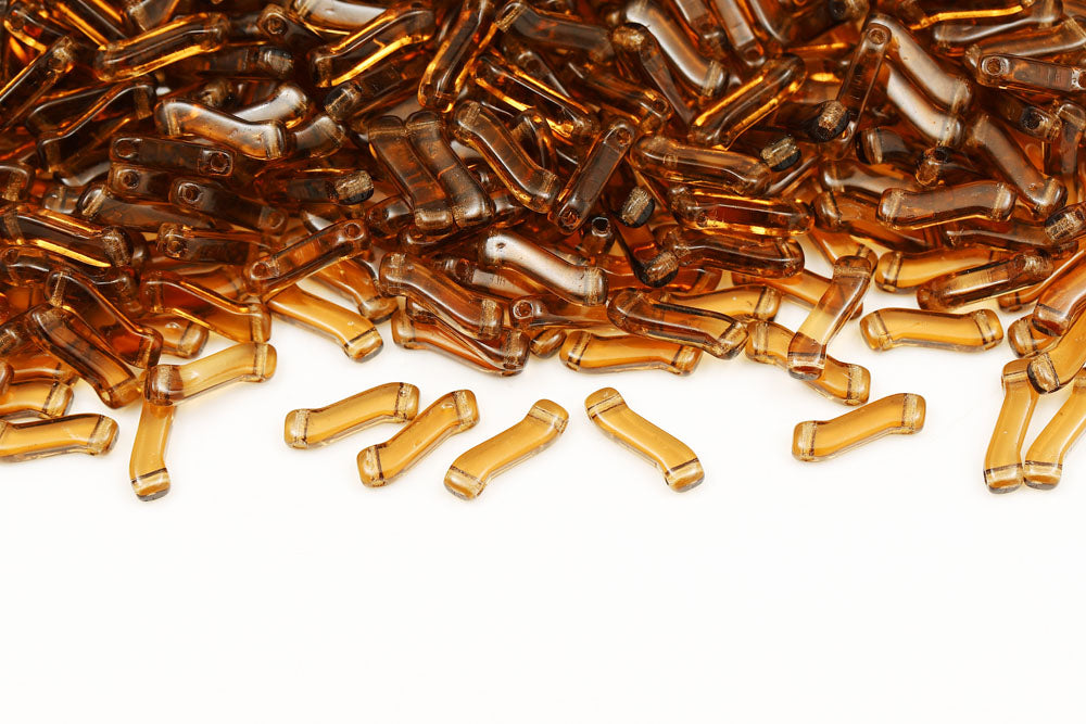 Z Beads 3×10mm Smoked Topaz 2-Hole Czech Beads