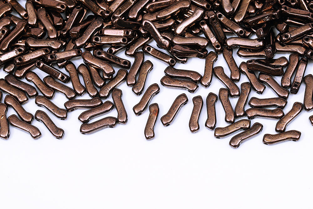 Z Beads 3×10mm Jet Bronze 2-Hole Czech Beads