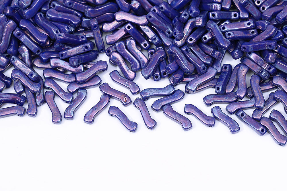 Z Beads 3×10mm Opaque Blue Neblua 2-Hole Czech Beads