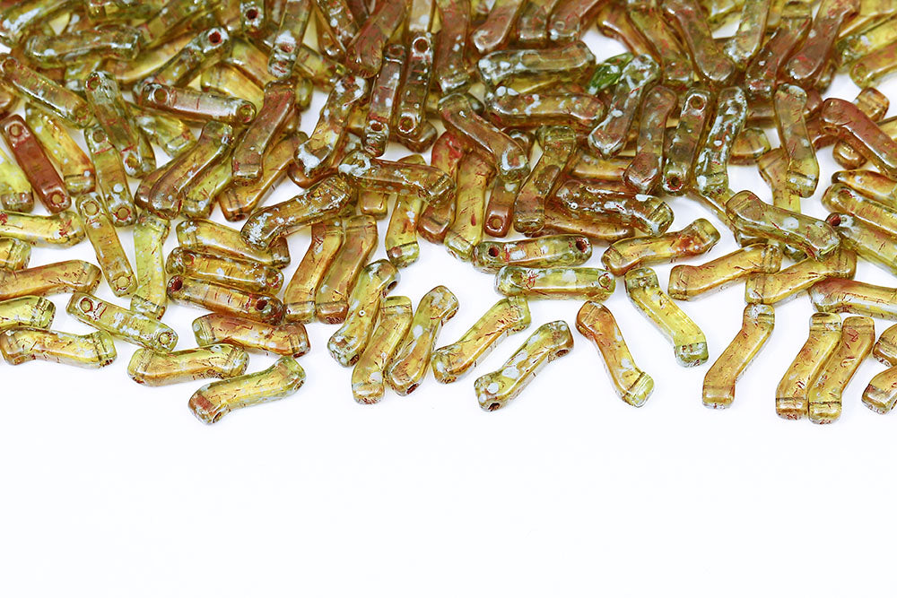 Z Beads 3×10mm Olivine Travertin 2-Hole Czech Beads