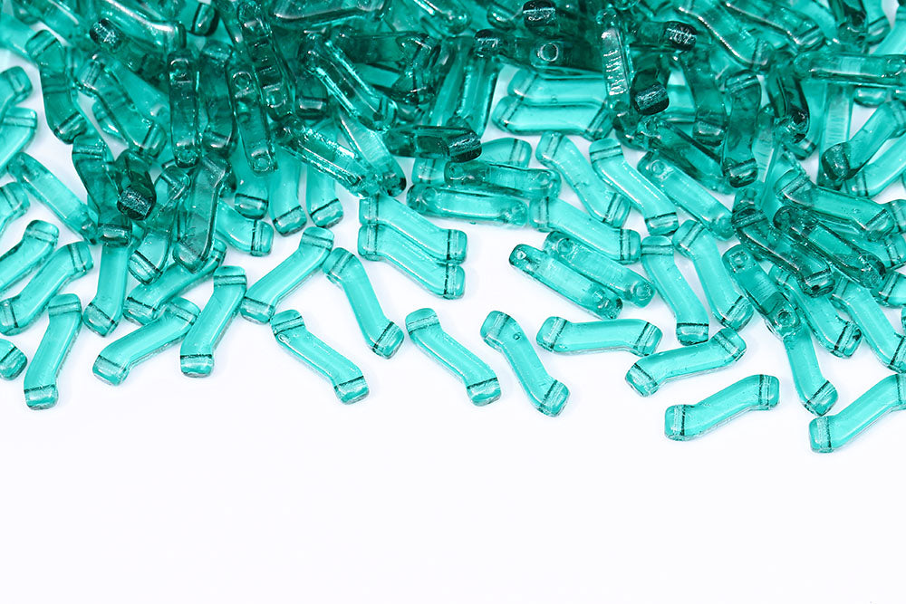 Z Beads 3×10mm Emerald 2-Hole Czech Beads