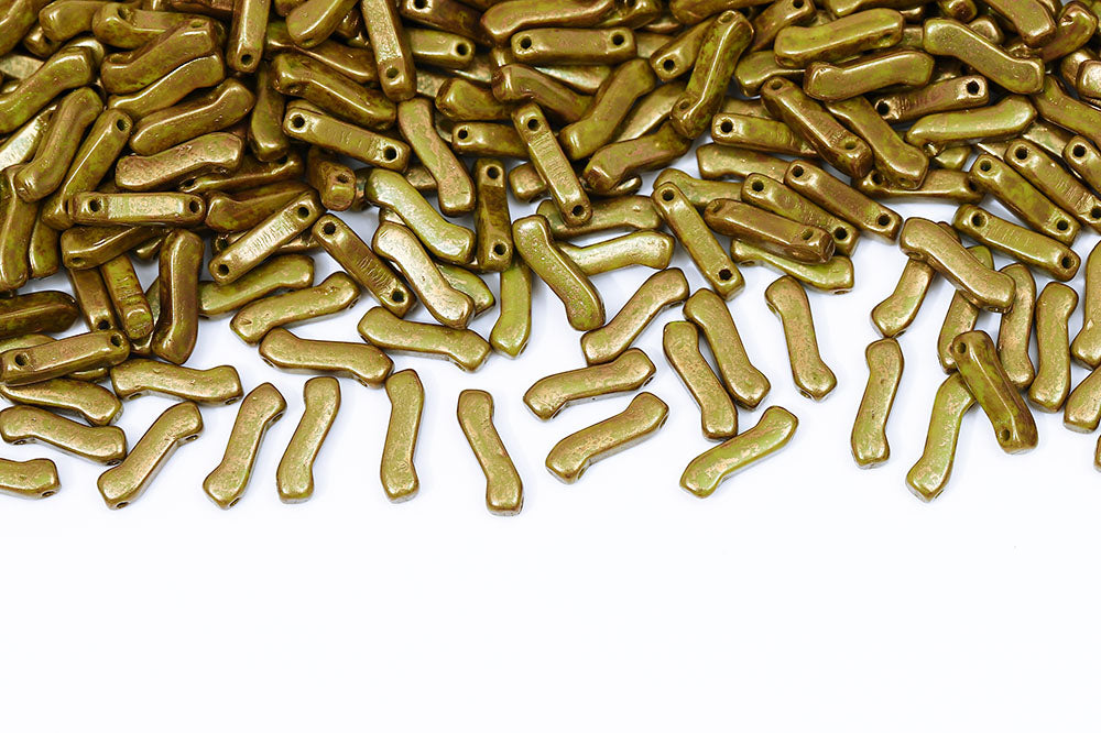 Z Beads 3×10mm Opaque Olivine Violet Terracotta 2-Hole Czech Beads