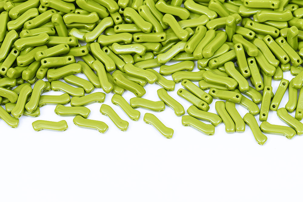 Z Beads 3×10mm Opaque Olivine 2-Hole Czech Beads