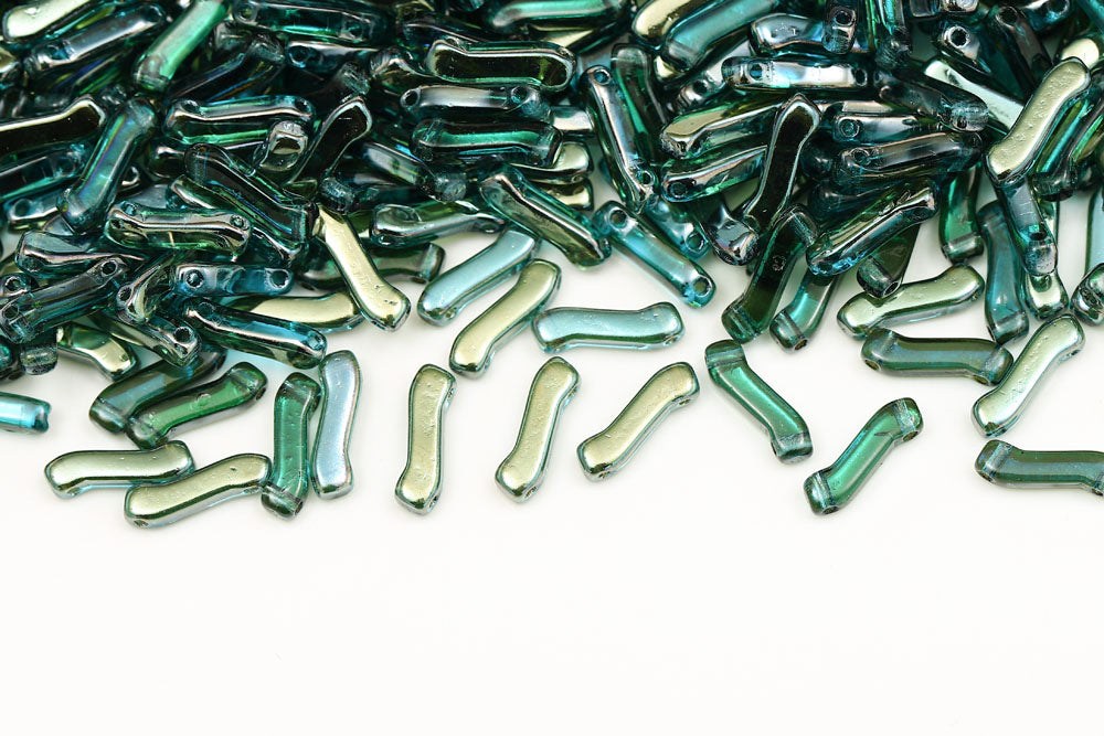 Z Beads 3×10mm Aquamarine Celsian 2-Hole Czech Beads