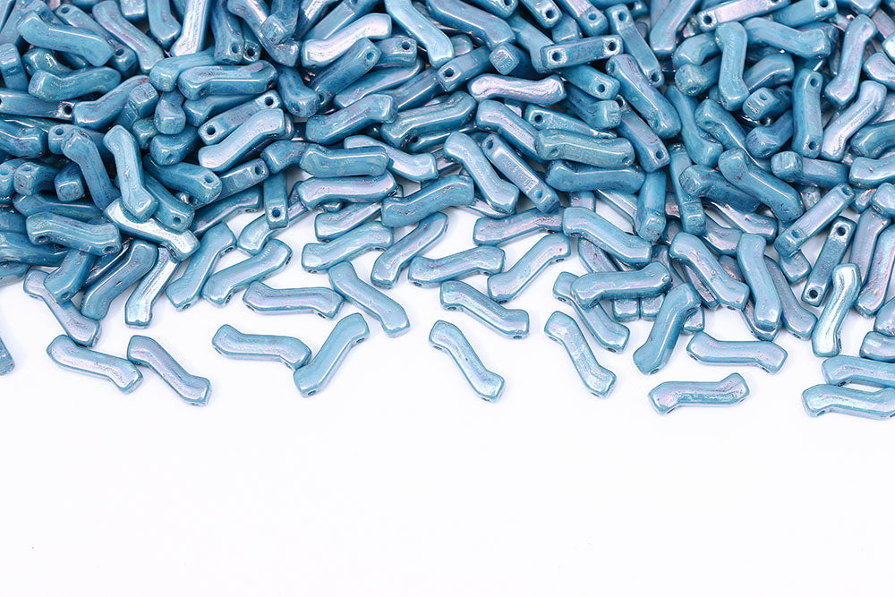 Z Beads 3×10mm Turquoise Blue Nebula 2-Hole Czech Beads