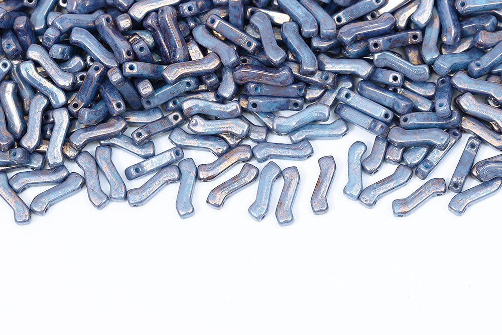 Z Beads 3×10mm Turquoise Blue Violet Terracotta 2-Hole Czech Beads