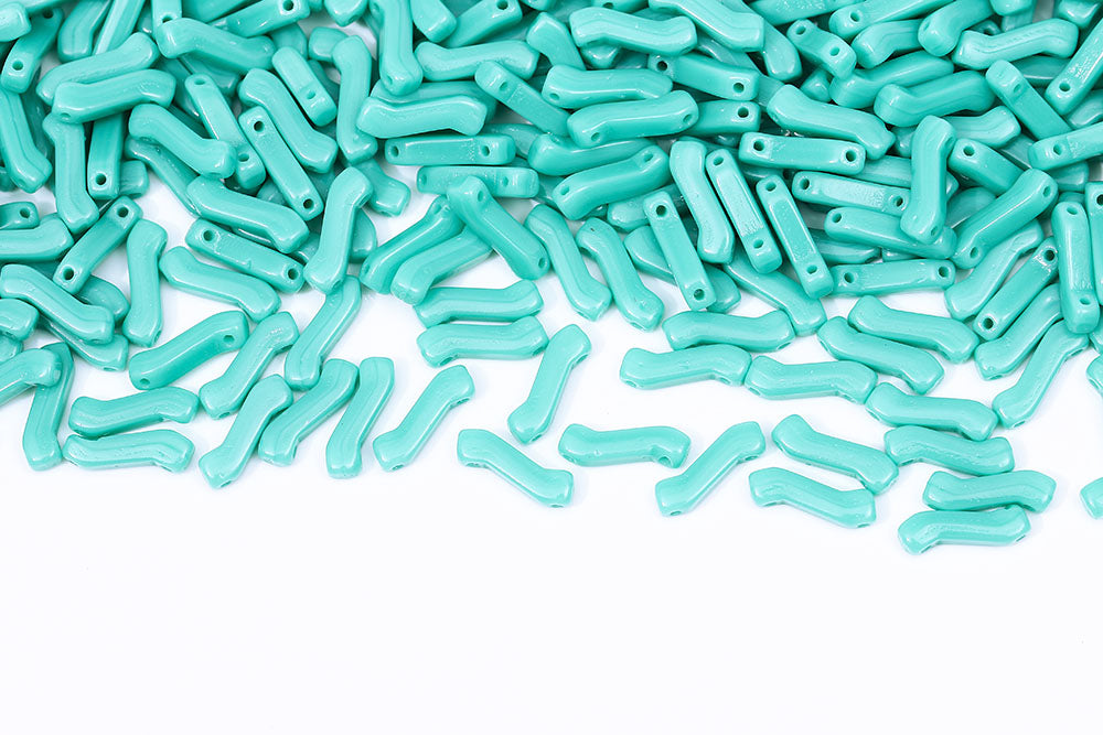 Z Beads 3×10mm Turquoise Green 2-Hole Czech Beads