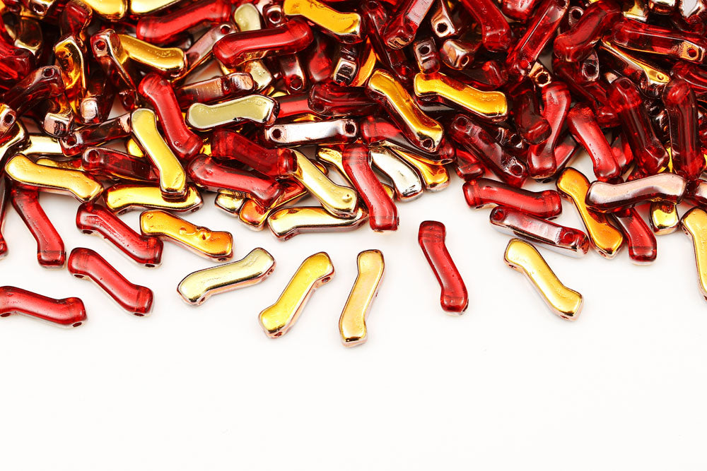 Z Beads 3×10mm Siam Capri Gold 2-Hole Czech Beads