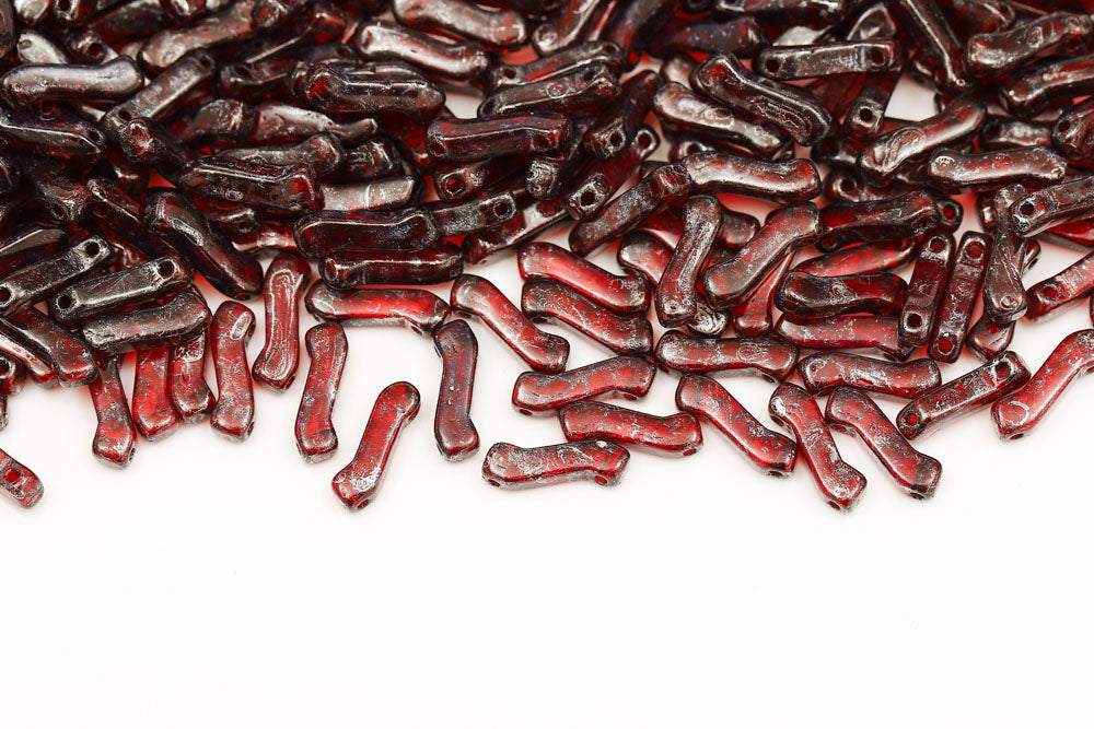 Z Beads 3×10mm Siam Picasso 2-Hole Czech Beads