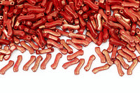 Z Beads 3×10mm Opaque Coral Red Violet Terracotta 2-Hole Czech Beads