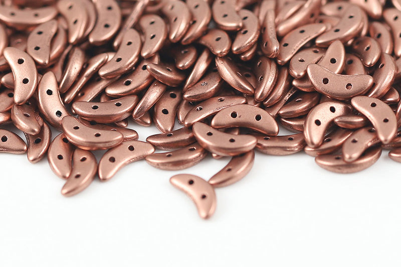 Crescent 3×10mm Crystal Vintage Copper 2-Hole Czech Beads